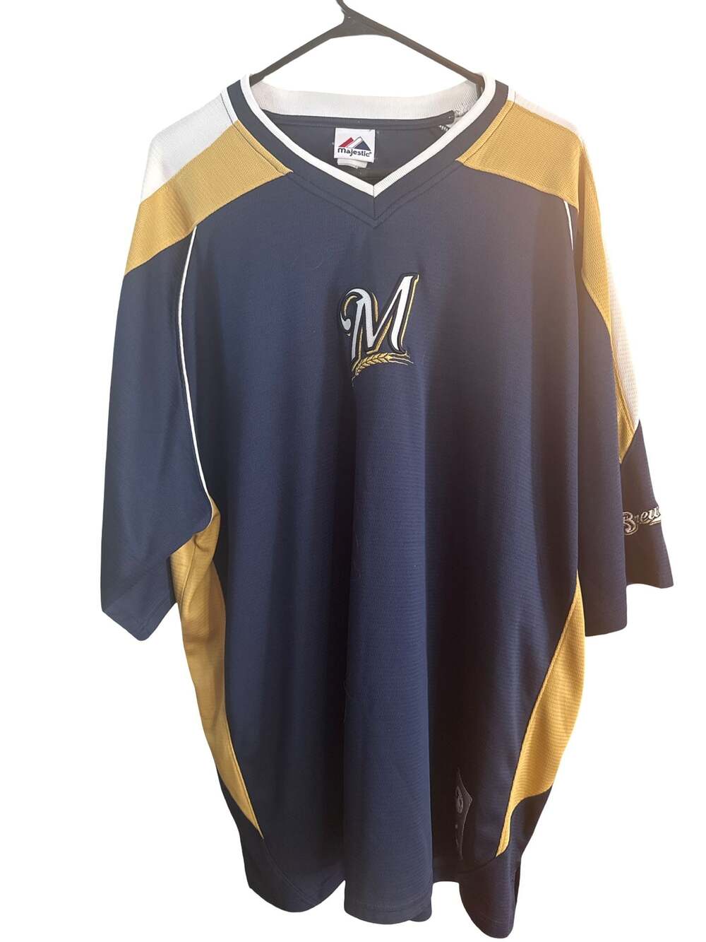 Majestic Athletic Milwaukee Brewers MLB Pullover Windbreaker Jacket Navy Gol
XL